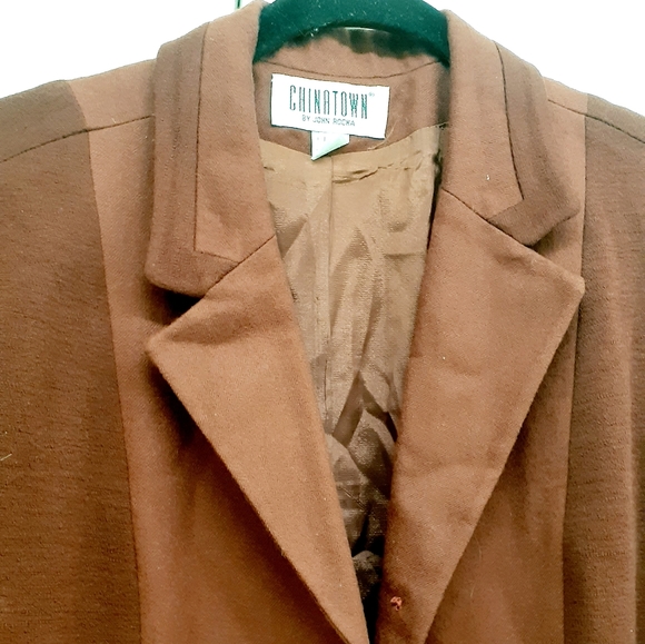 Vtg Chinatown by John Rocha Wine Red Wool Blazer Jacket pea COAT 12 UK 8 US - Picture 9 of 13